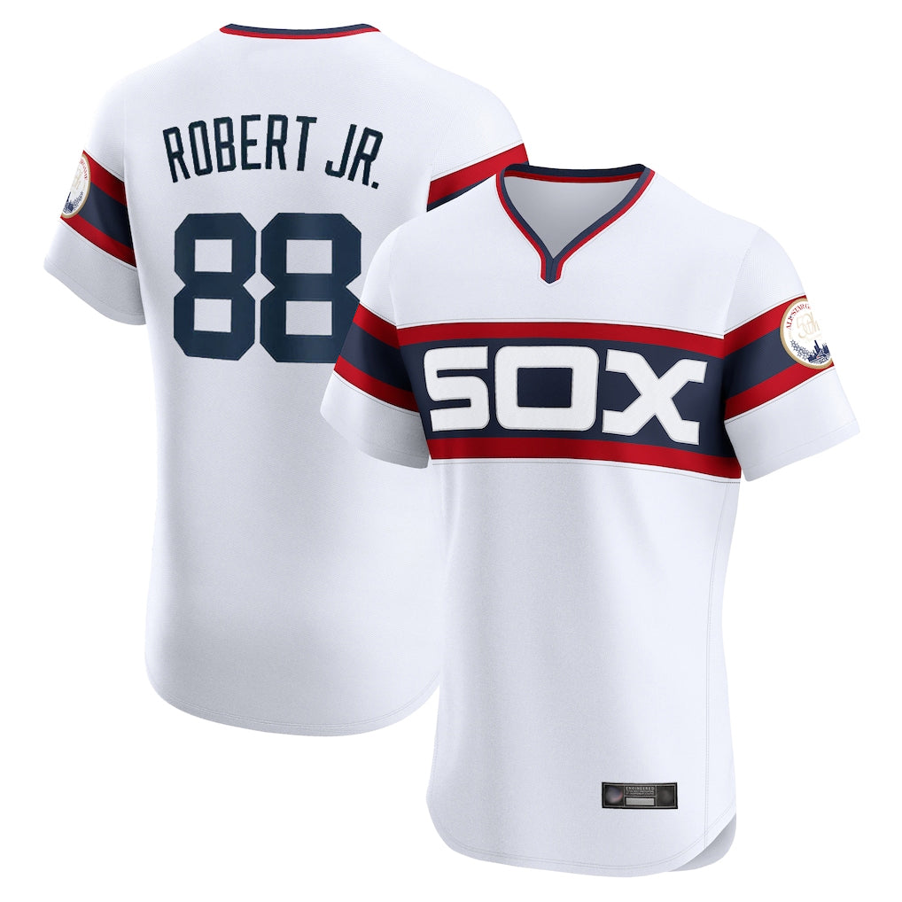 Tlead C.White Sox #88 Luis Robert Jr Player White T-shirt Limited Elite Home Stitched Jerseys