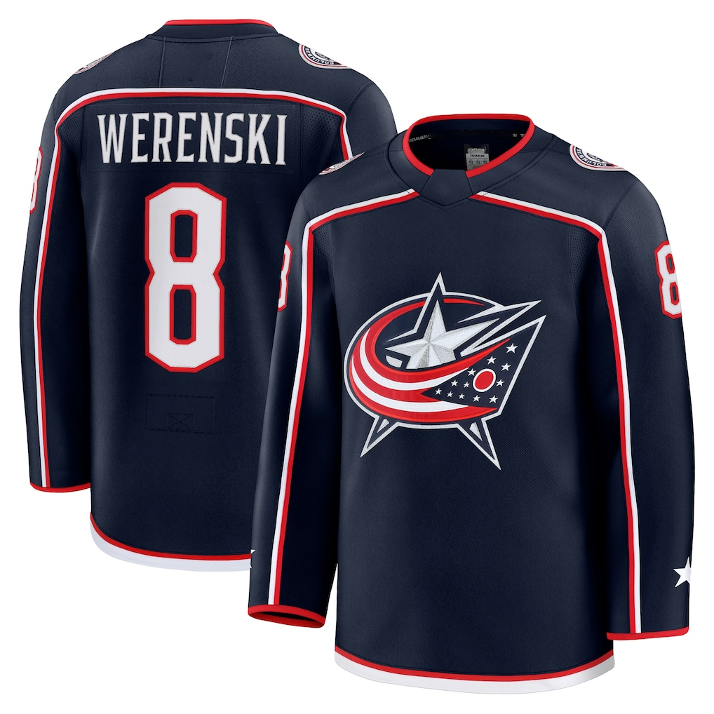 Tlead CB.Jackets #8 Zach Werenski Navy Home Premium Jersey