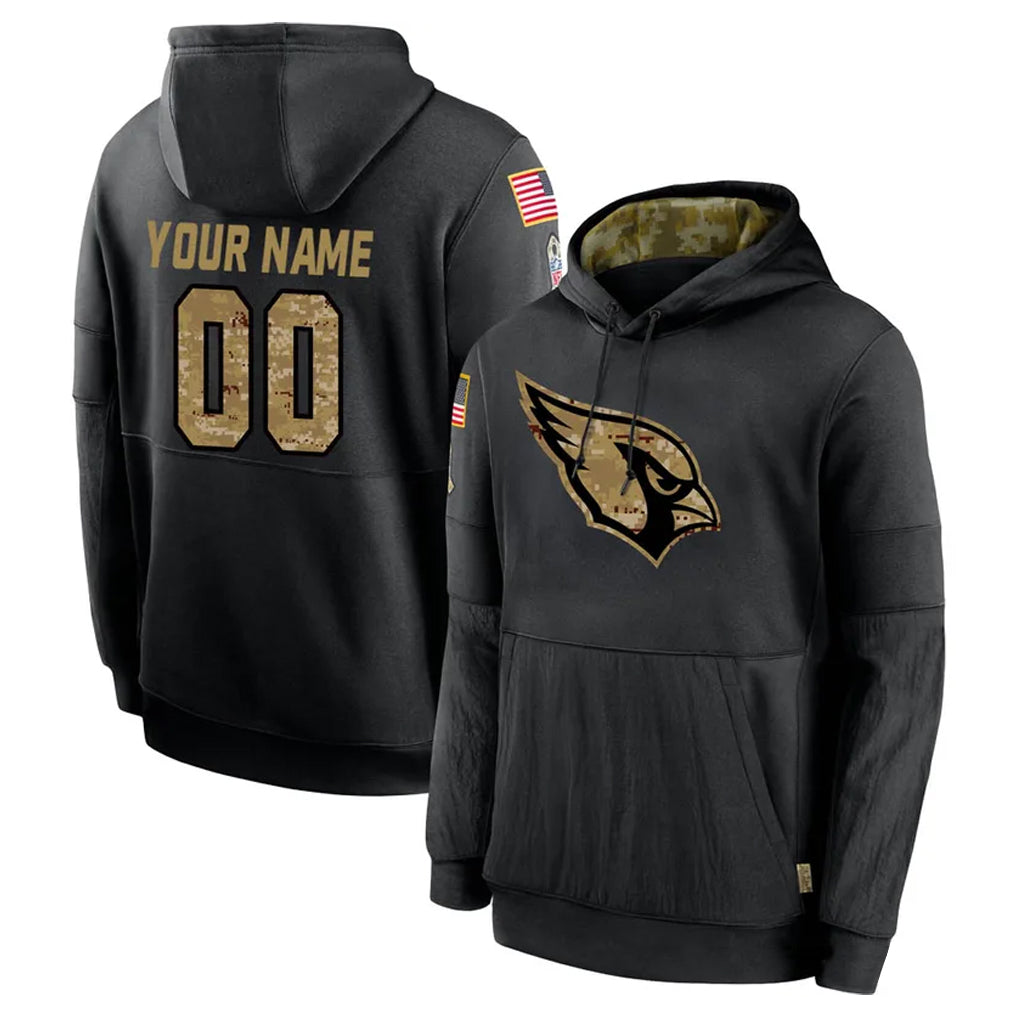 Tlead Custom A.Cardinals Black Salute to Service Hoodies Any Name & Numbers Stitched Jerseys