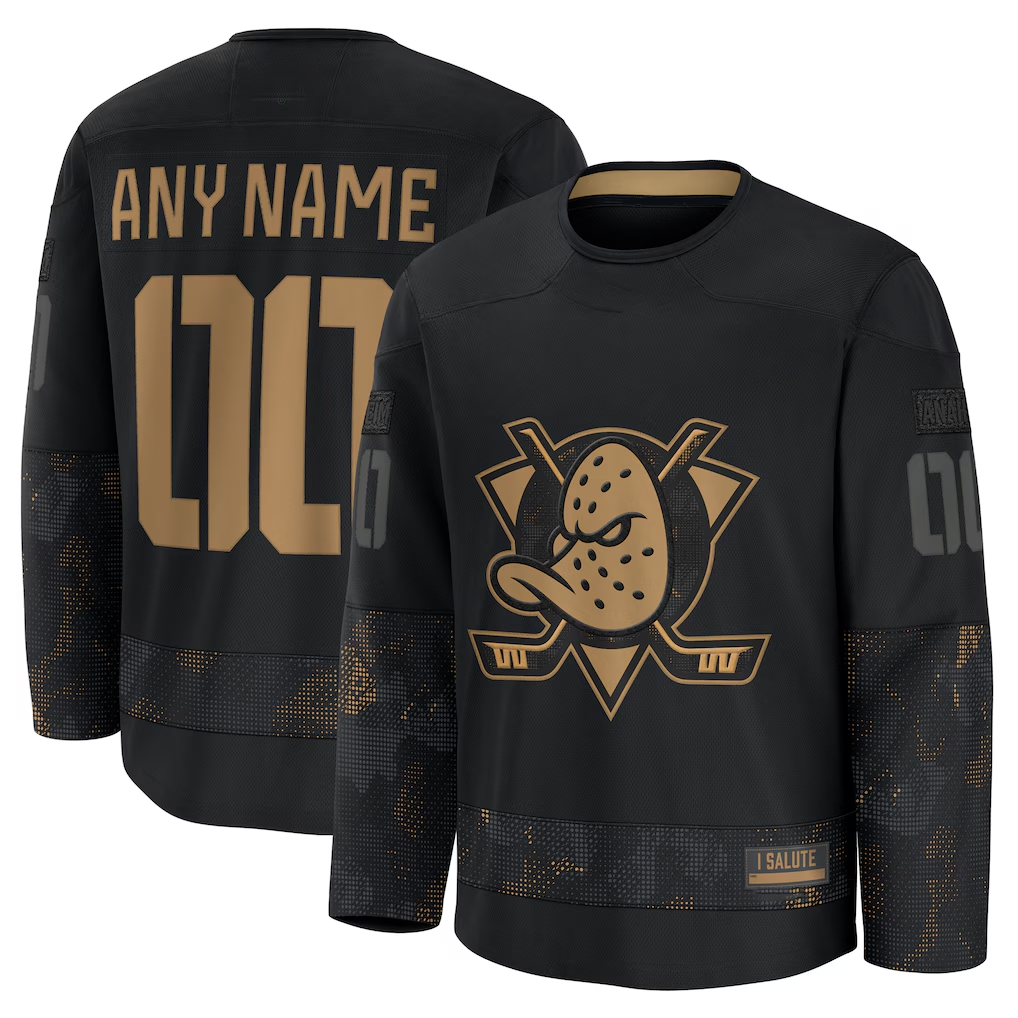 Tlead Custom A.Ducks Black 2024 Military Appreciation Practice Jerseys