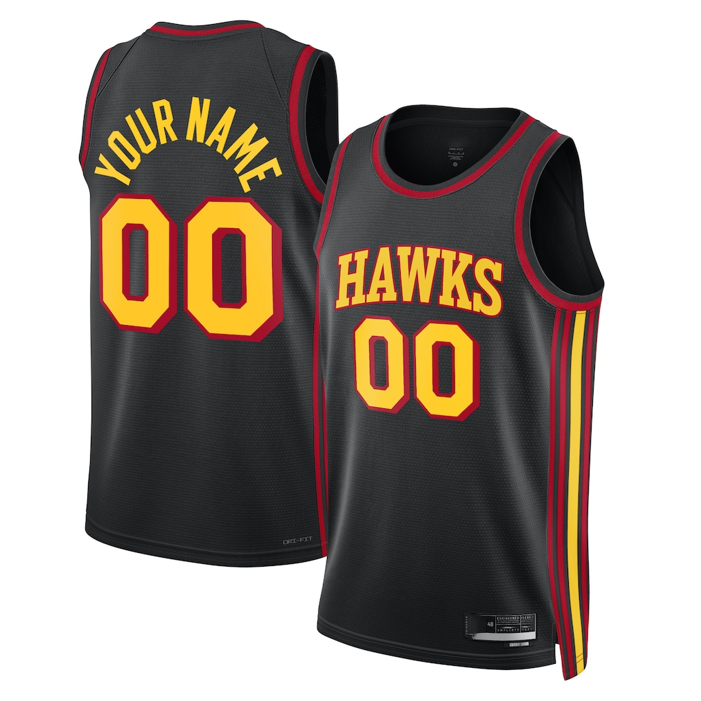 Tlead Custom A.Hawks Black 2022-23 Swingman Jerseys - Statement Edition