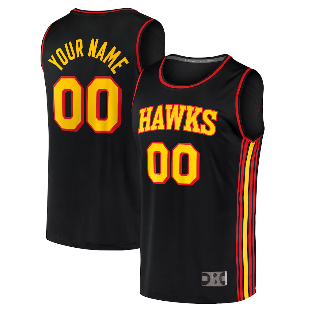 Tlead Custom A.Hawks Black Fast Break Replica Jerseys - Statement Edition