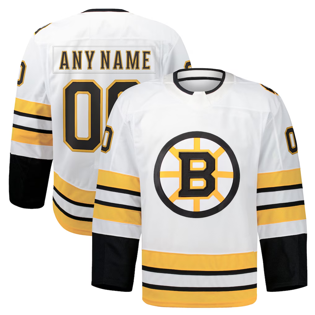 Tlead Custom B.Bruins White Away Authentic Pro Stitched Jerseys