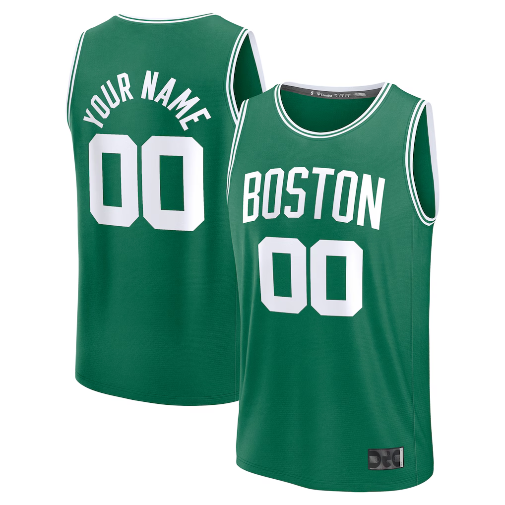 Tlead Custom B.Celtics Fanatics Kelly Green Fast Break Stitched Jerseys - Icon Edition