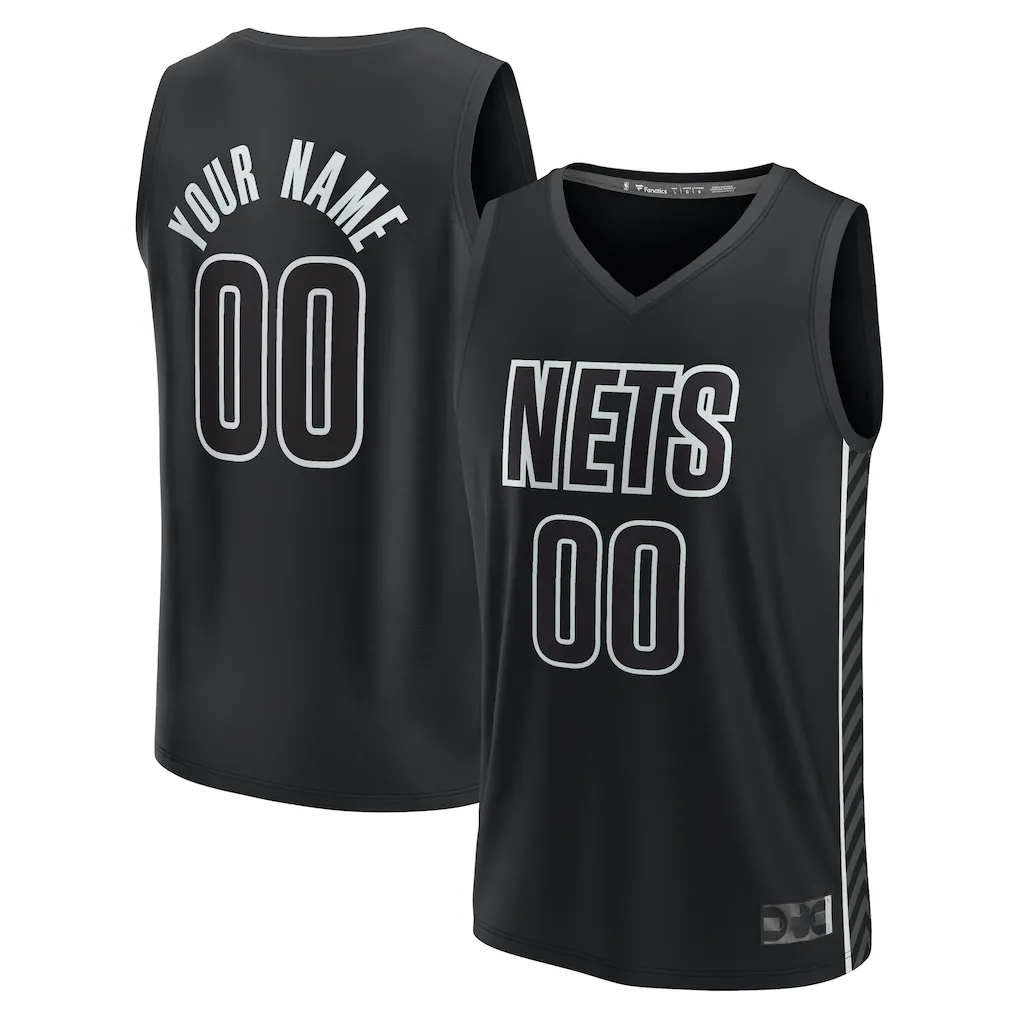 Tlead Custom B.Nets Fanatics Black Fast Break Stitched Jerseys- Statement Edition
