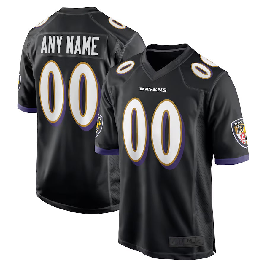 Tlead Custom B.Ravens Black Home Game Stitched Jerseys