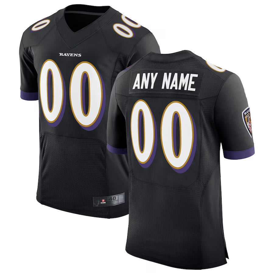 Tlead Custom B.Ravens Black Speed Machine Elite Stitched Jerseys