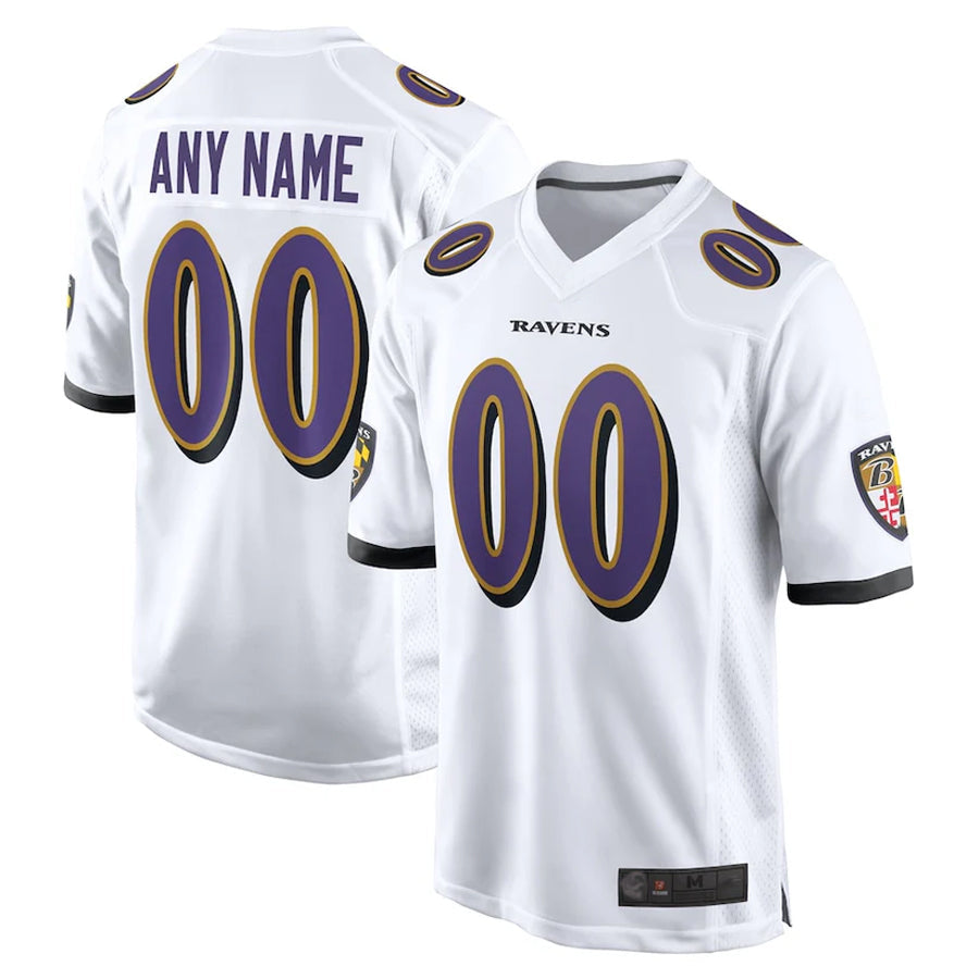 Tlead Custom B.Ravens White Home Game Stitched Jerseys