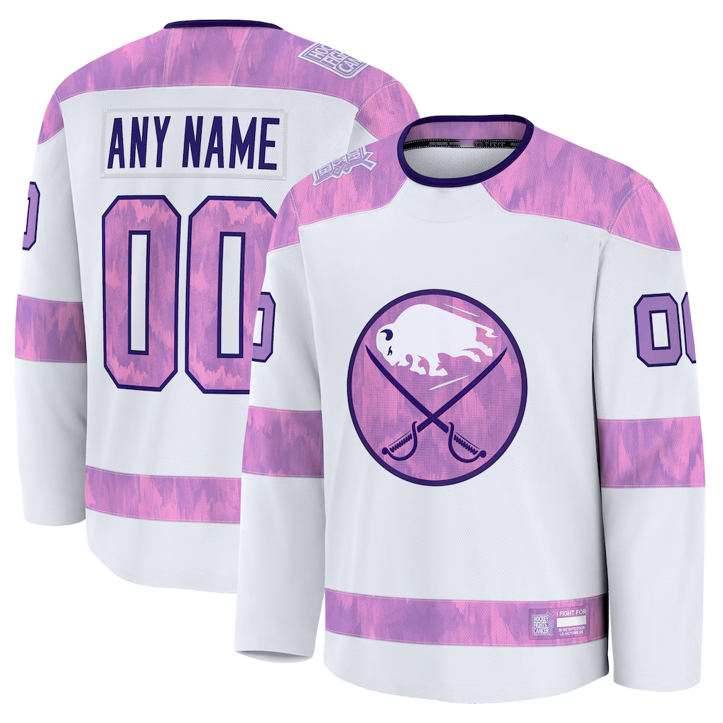 Tlead Custom B.Sabres White 2024 Hockey Fights Cancer Practice Stitched Jerseys