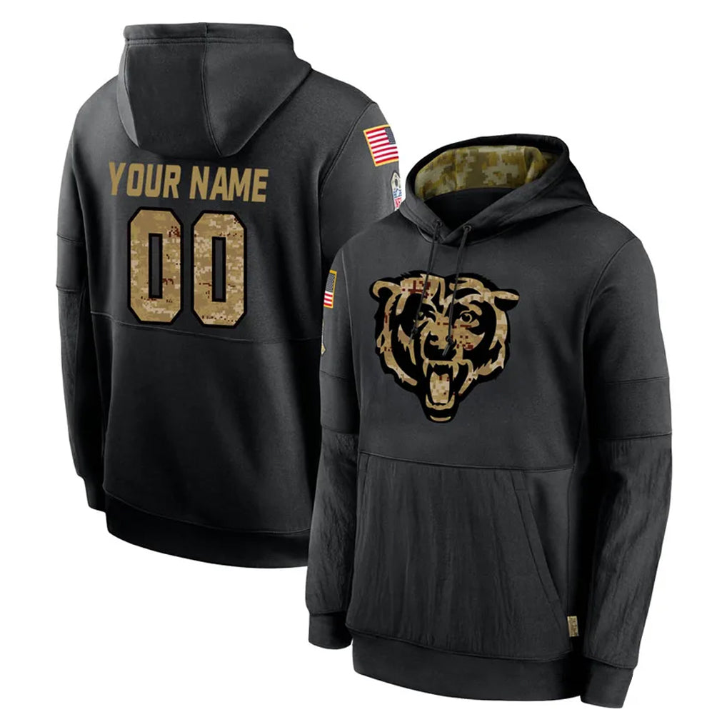 Tlead Custom C.Bears Black Salute to Service Pullover Hoodies Limited Any Name & Numbers Stitched Jerseys