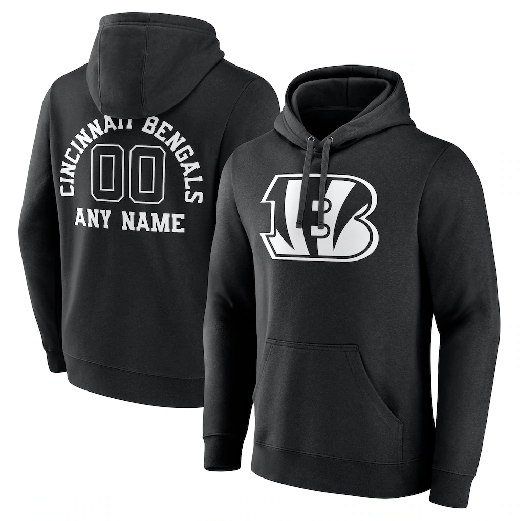 Tlead Custom C.Bengals Black Personalized Name & Number Pullover Hoodie Stitched Jerseys