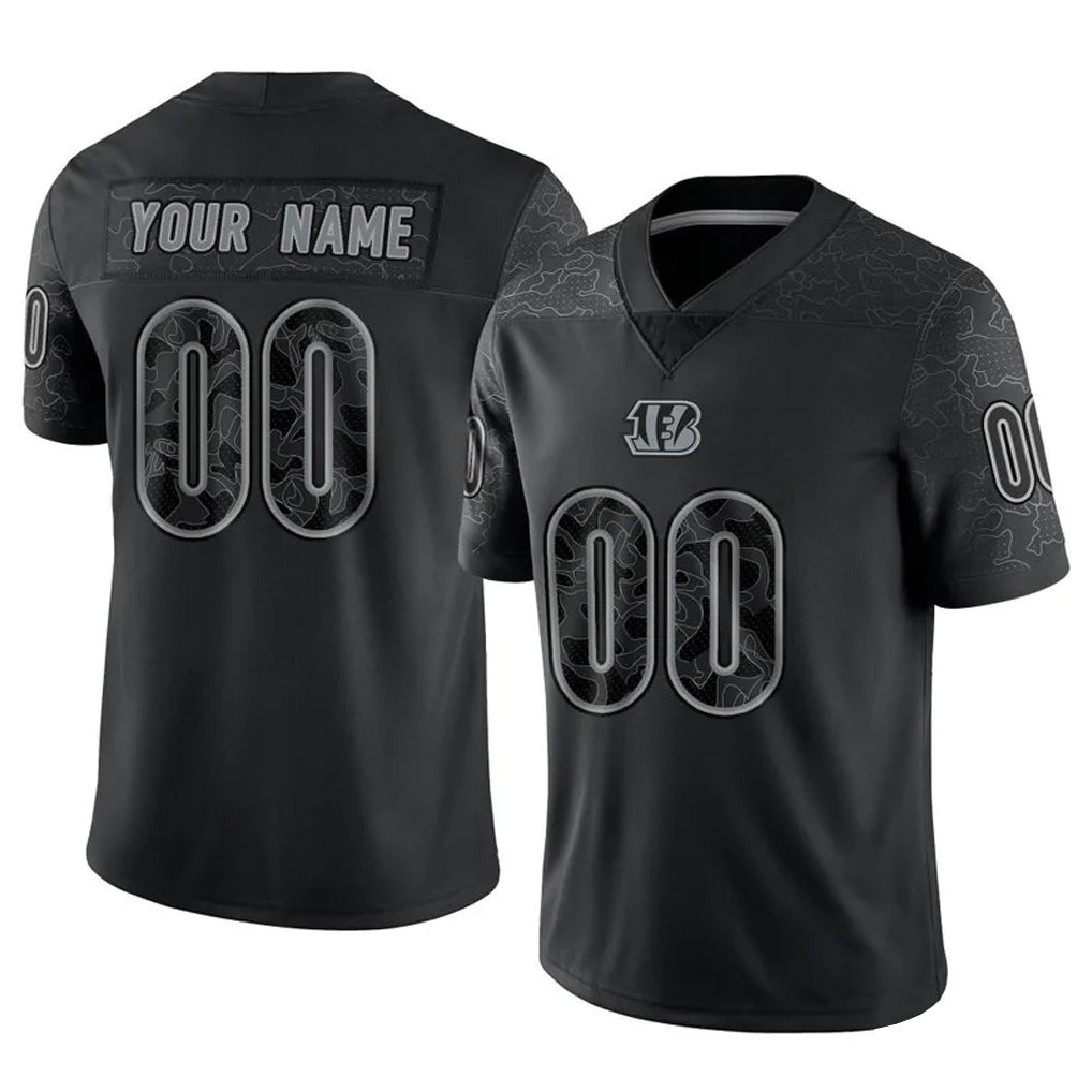 Tlead Custom C.Bengals Black Reflective Limited Game Any Name & Numbers Stitched Jerseys
