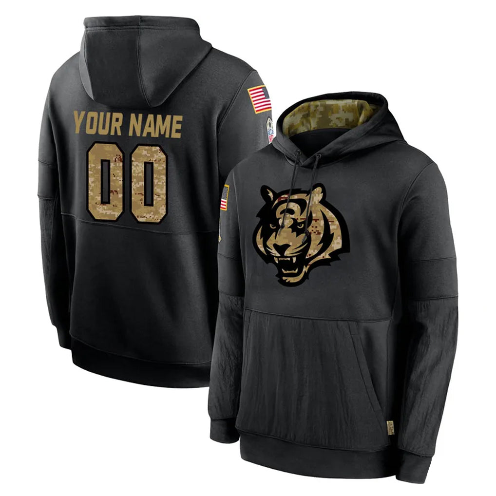 Tlead Custom C.Bengals Black Salute to Service Pullover Hoodies Any Name & Numbers Stitched Jerseys