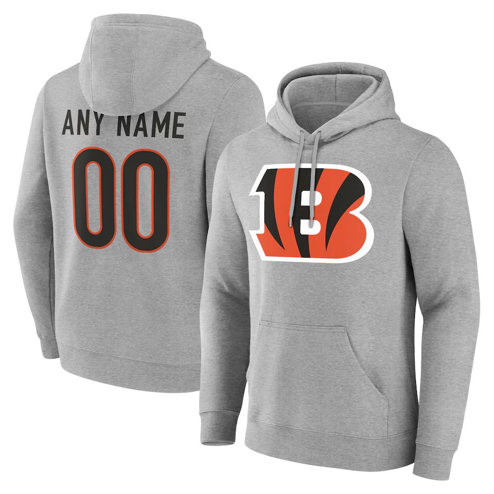 Tlead Custom C.Bengals Gray Team Authentic Personalized Name & Number Hoodie Stitched Jerseys