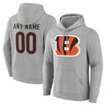 Tlead Custom C.Bengals Gray Team Authentic Personalized Name & Number Hoodie Stitched Jerseys