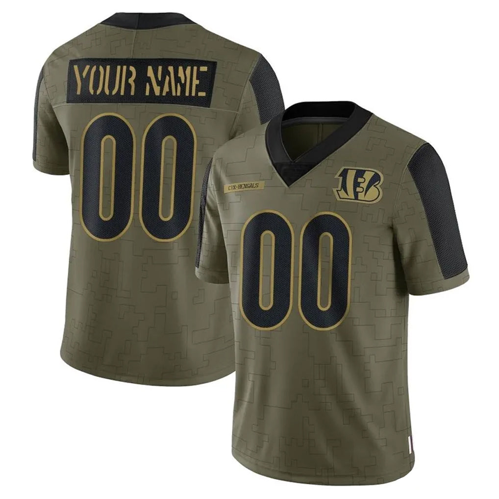 Tlead Custom C.Bengals Olive Salute to Service Game Any Name & Numbers Stitched Jerseys