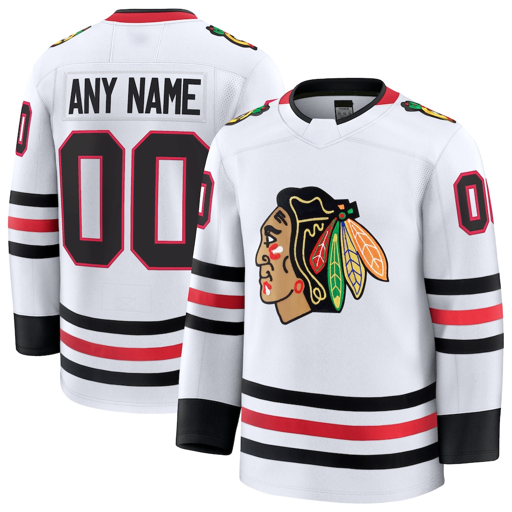 Tlead Custom C.Blackhawks White Away Premium Jerseys