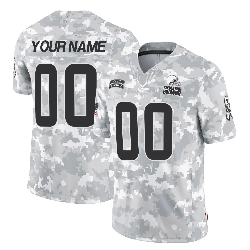 Tlead Custom C.Browns Arctic Camo Salute to Service Limited Home Game Any Name & Numbers Stitched Jerseys