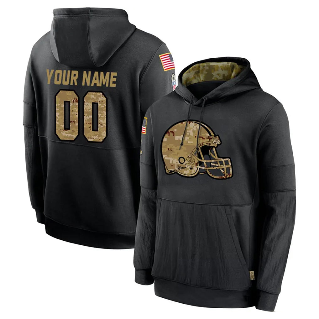 Tlead Custom C.Browns Black Salute to Service Pullover Hoodies Limited Any Name & Numbers Stitched Jerseys