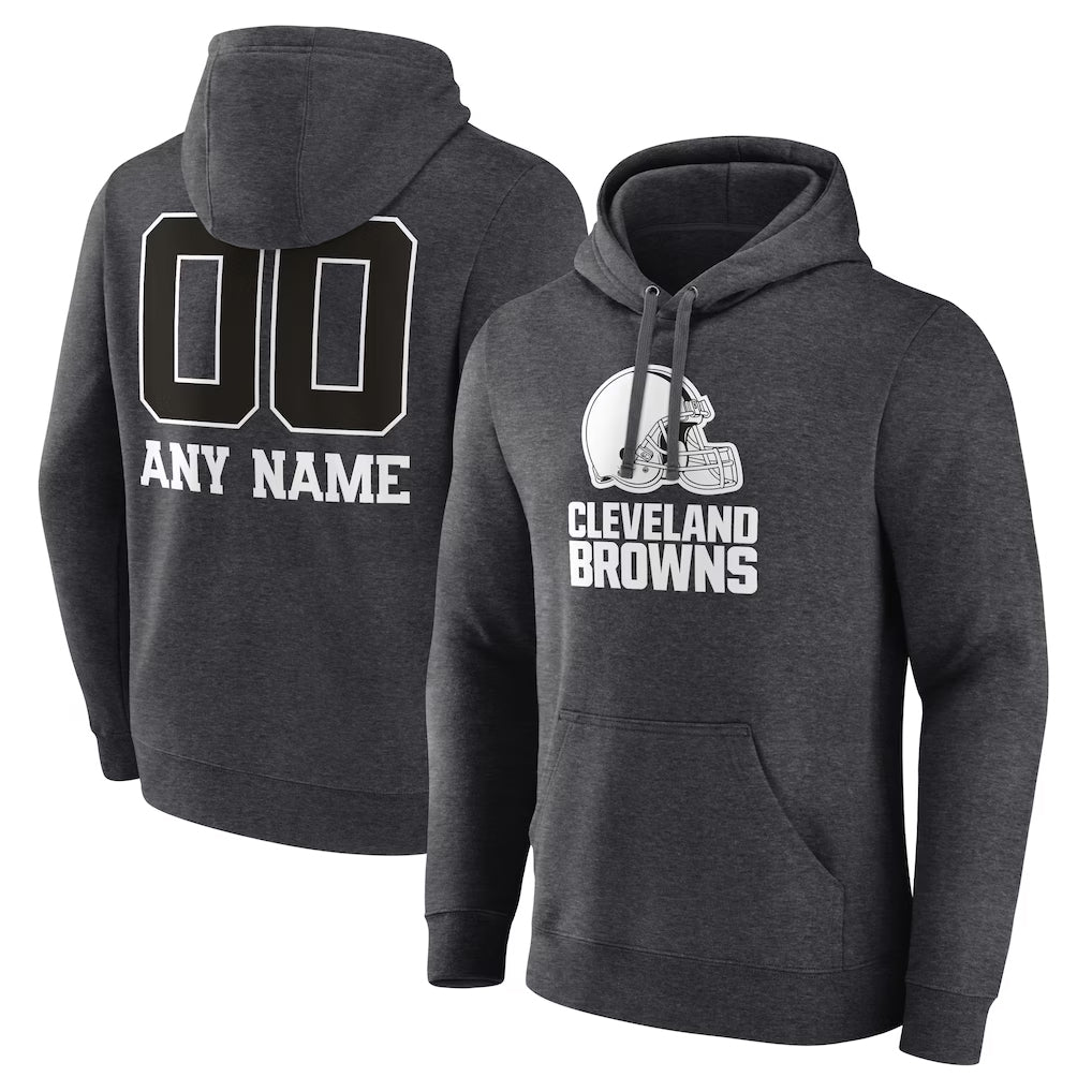 Tlead Custom C.Browns Charcoal Primetime Logo Hoodie Any Name & Numbers Stitched Jerseys