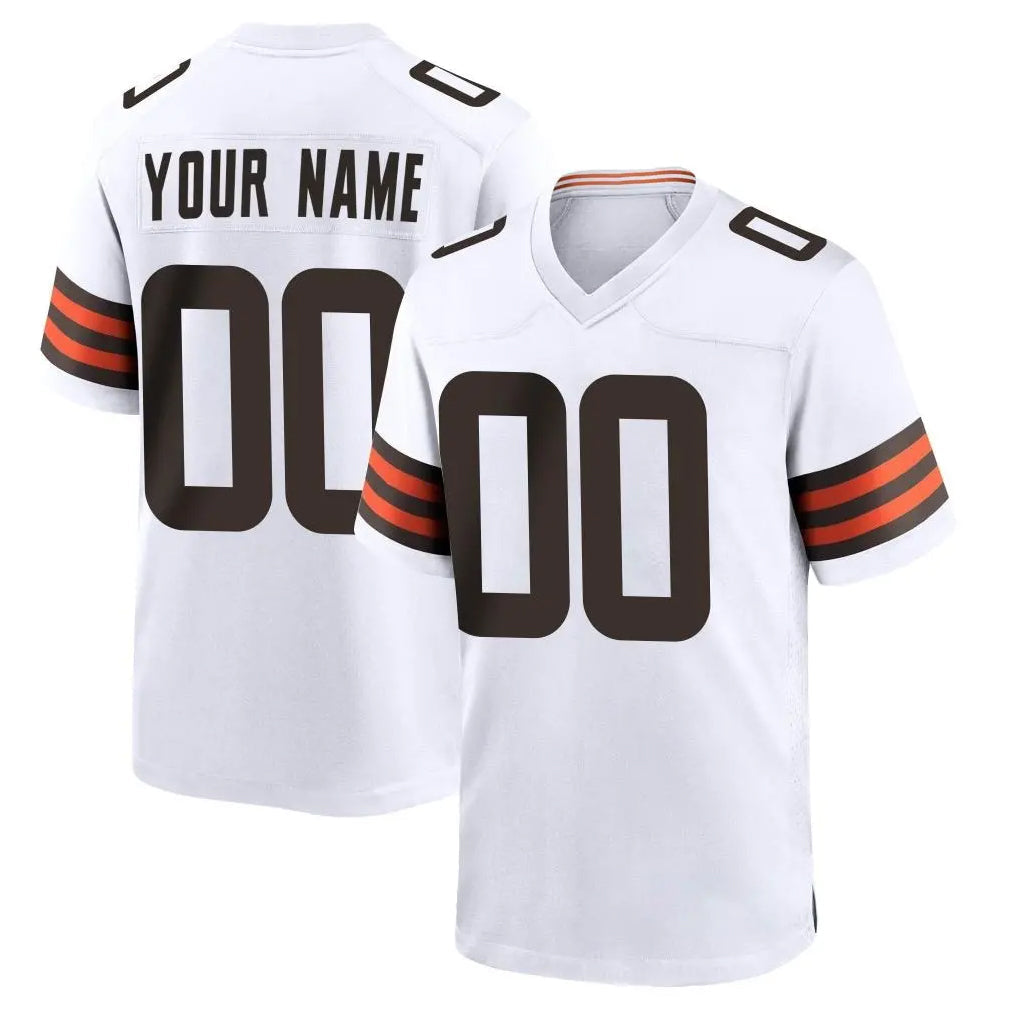 Tlead Custom C.Browns White Home Game Any Name & Numbers Stitched Jerseys