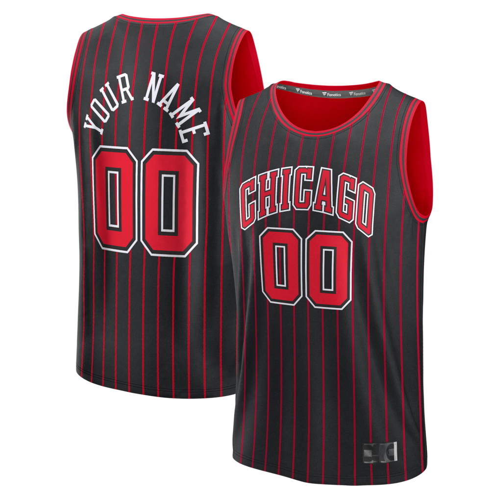 Tlead Custom Chicago BullsC.Bulls Black Fast Break Jerseys - Icon Edition