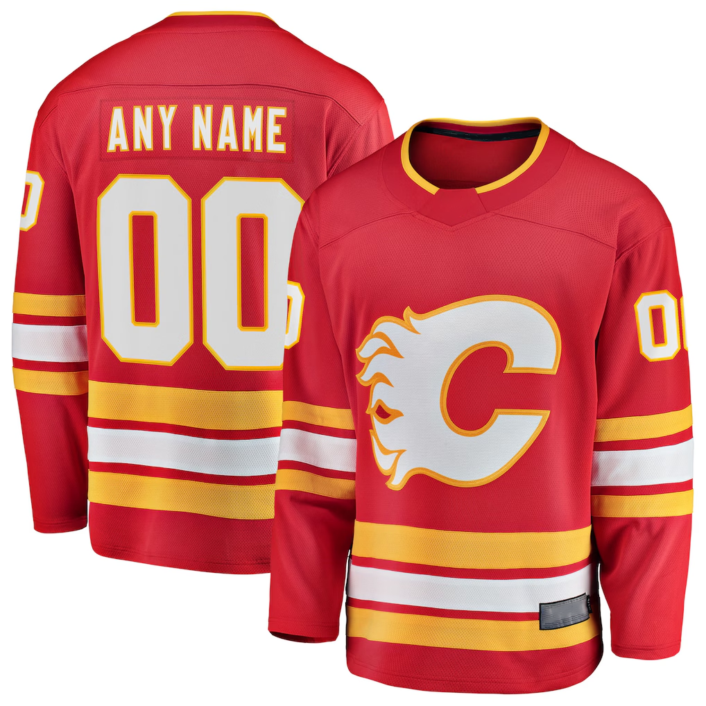 Tlead Custom C.Flames Red Home Breakaway Jerseys
