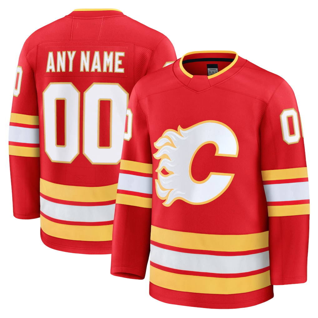 Tlead Custom C.Flames Red Home Premium Jerseys