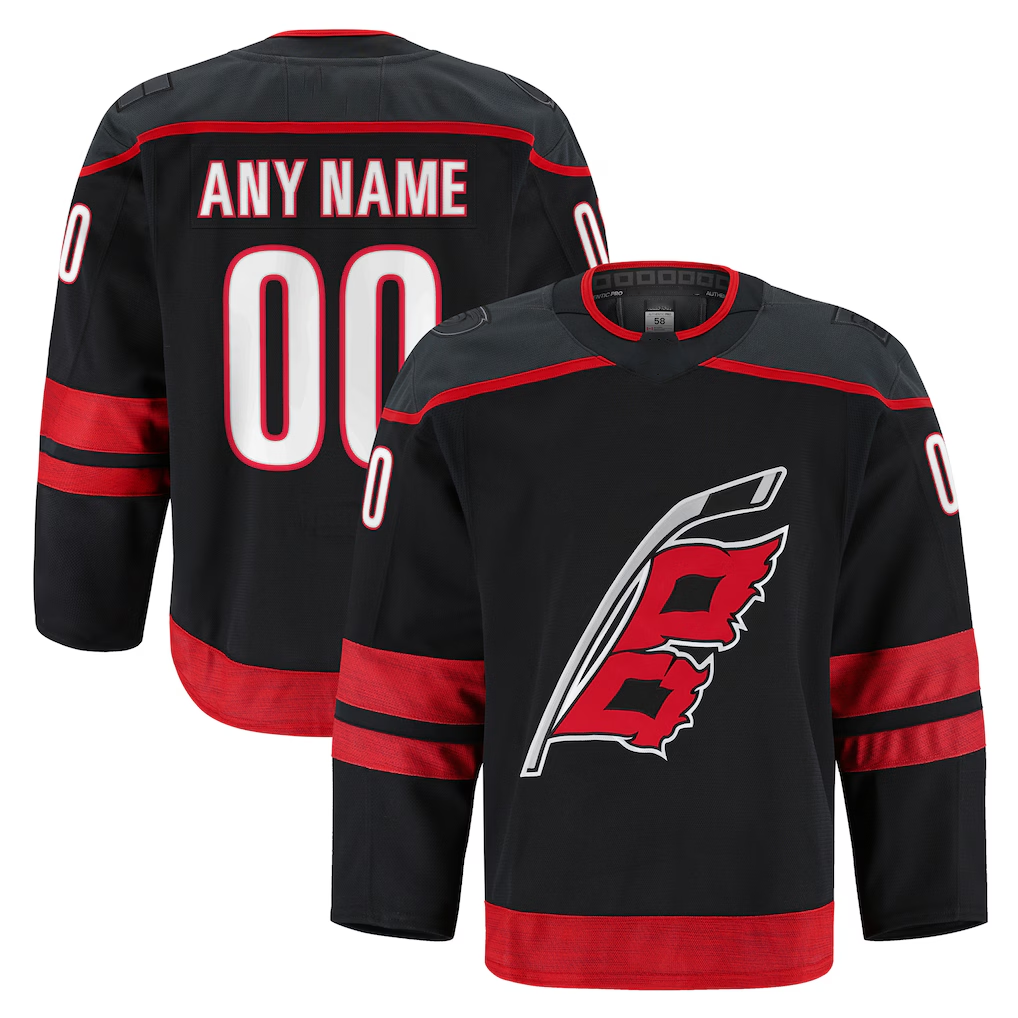 Tlead Custom C.Hurricanes Black Home Authentic Pro Stitched Jerseys