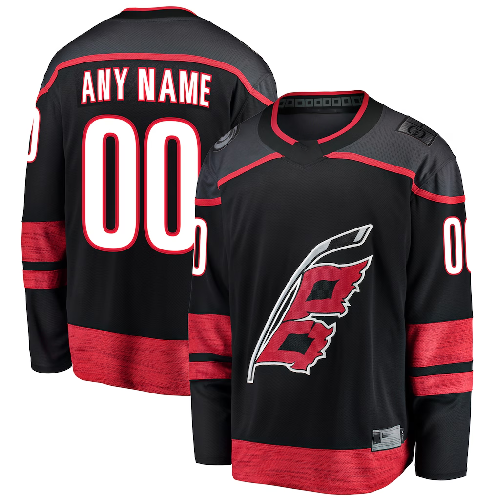 Tlead Custom C.Hurricanes Black Home Breakaway Stitched Jerseys