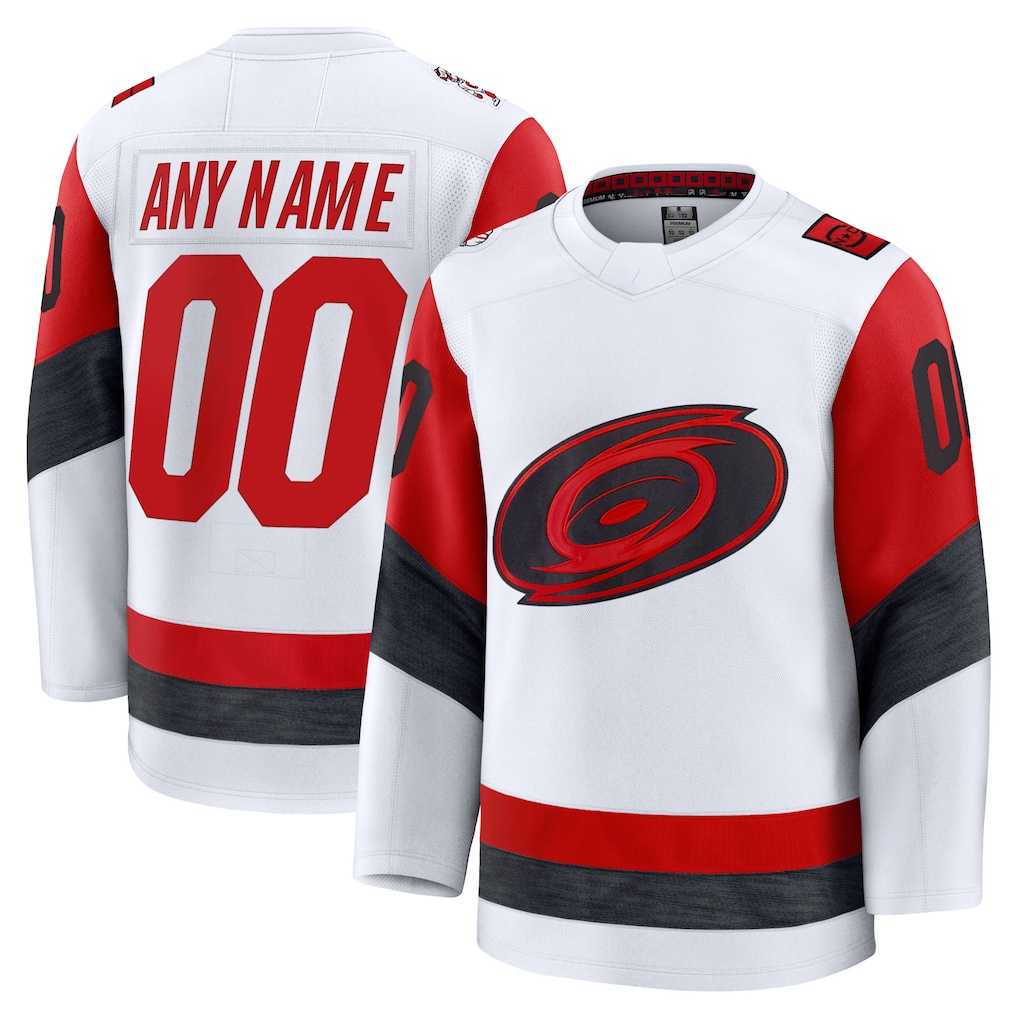 Tlead Custom C.Hurricanes White Away Premium Stitched Jerseys