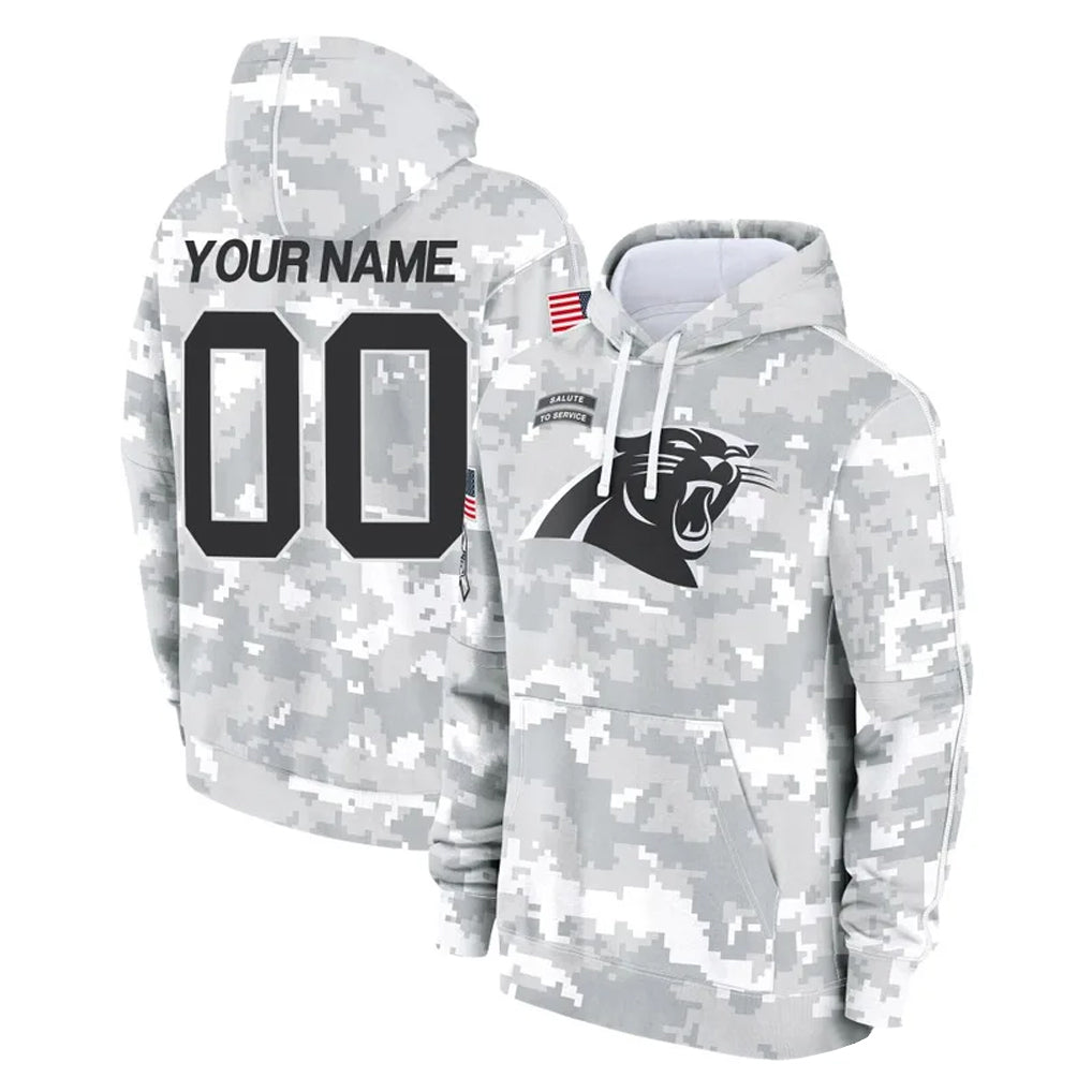 Tlead Custom C.Panthers Arctic Camo Salute to Service Pullover Hoodies Any Name & Numbers Stitched Jerseys