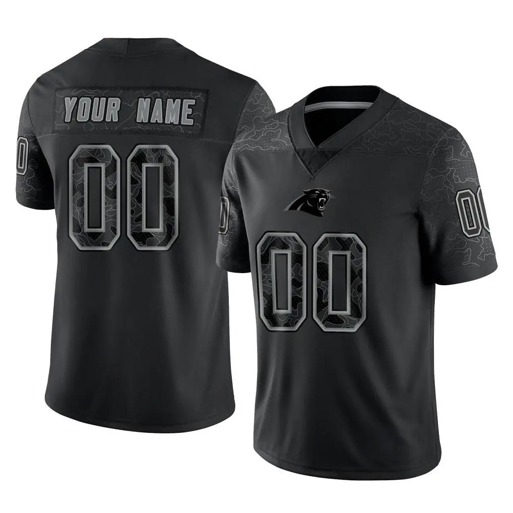Tlead Custom C.Panthers Black Limited Reflective Game Any Name & Numbers Stitched Jerseys