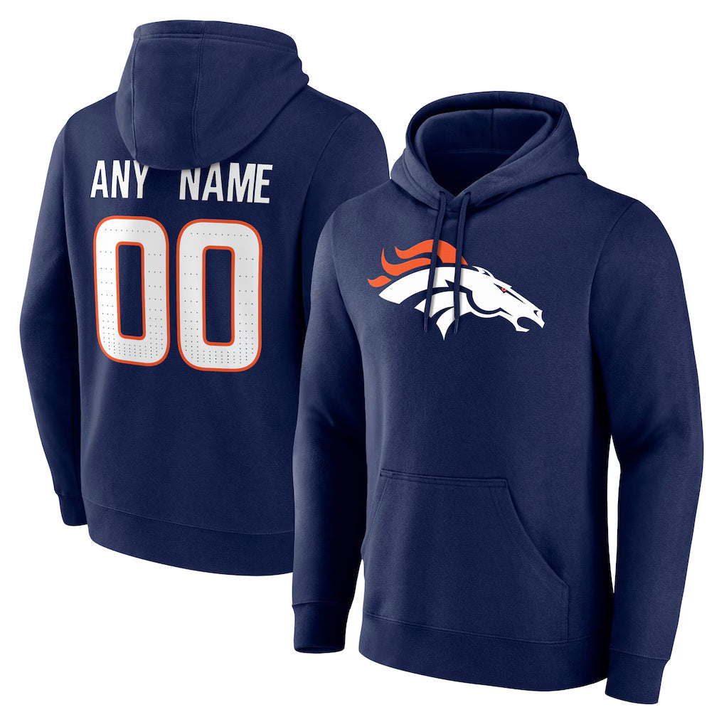 Tlead Custom D.Broncos Navy Pullover Hoodie Limited Any Name & Numbers Stitched Jerseys