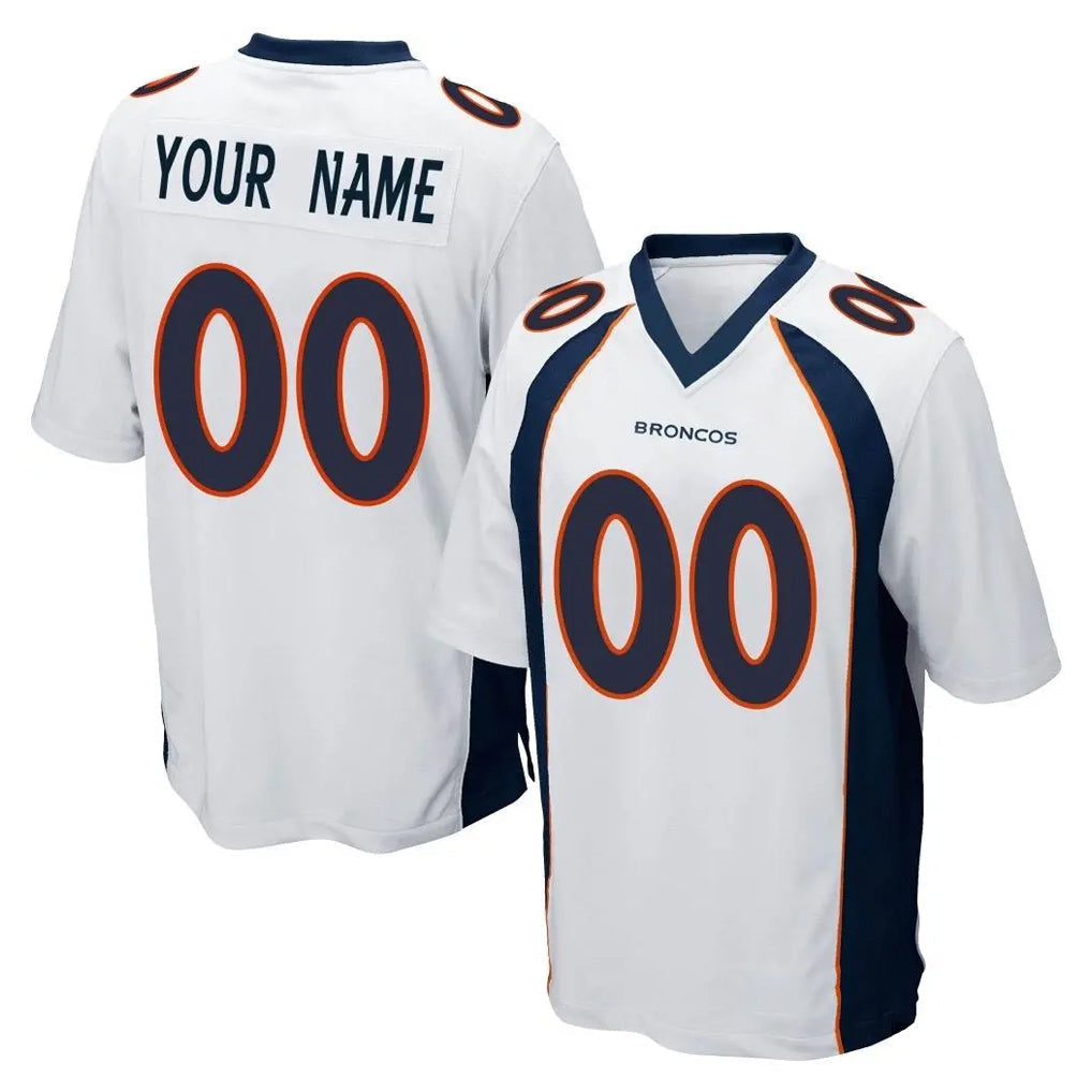 Tlead Custom D.Broncos White Game Any Name & Numbers Stitched Jerseys