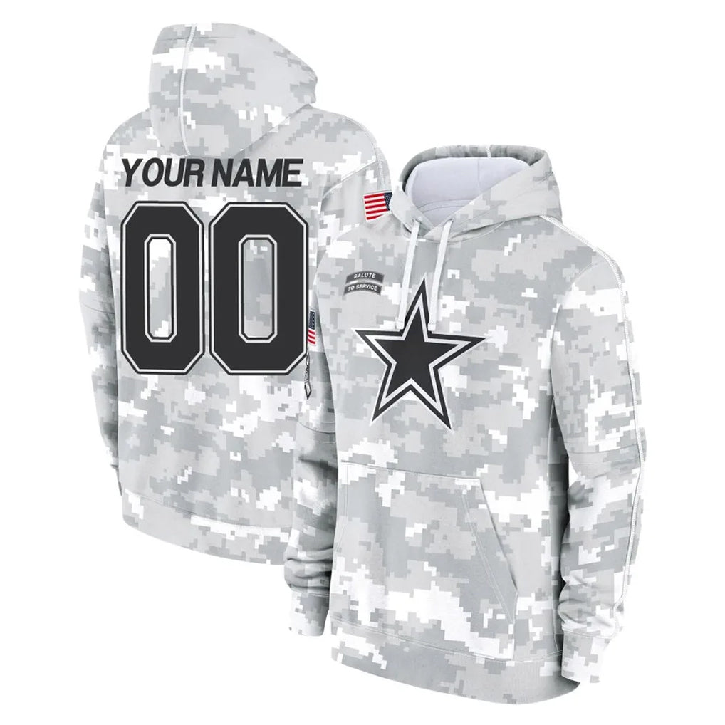 Tlead Custom D.Cowboys Arctic Camo Salute to Service Hoodies Limited Game Any Name & Numbers Stitched Jerseys