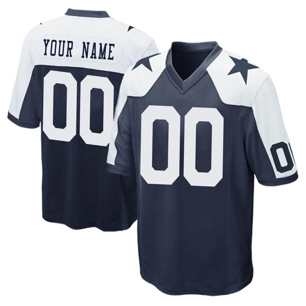 Tlead Custom D.Cowboys Navy-White Alternate Home Game Any Name & Numbers Stitched Jerseys