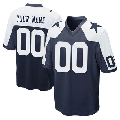 Tlead Custom D.Cowboys Navy-White Alternate Home Game Any Name & Numbers Stitched Jerseys