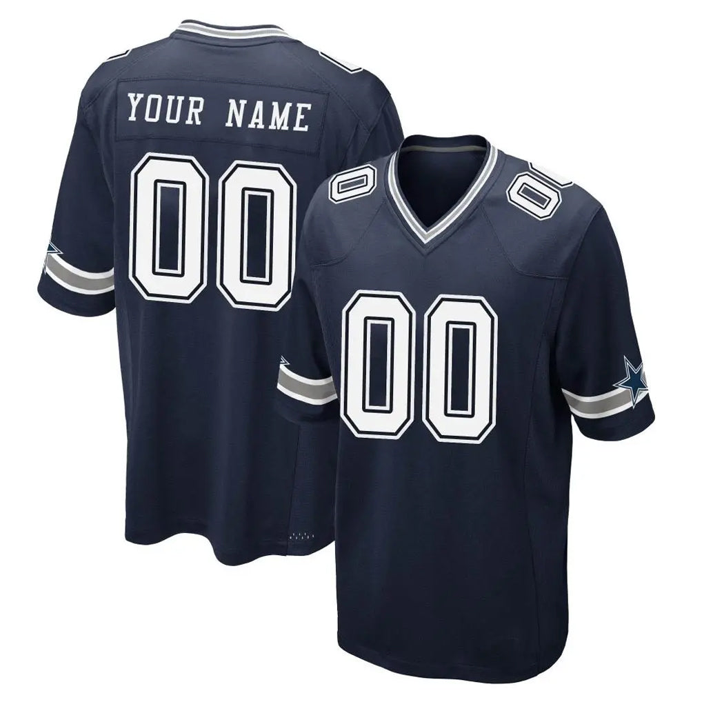 Tlead Custom D.Cowboys Navy Home Game Any Name & Numbers Stitched Jerseys