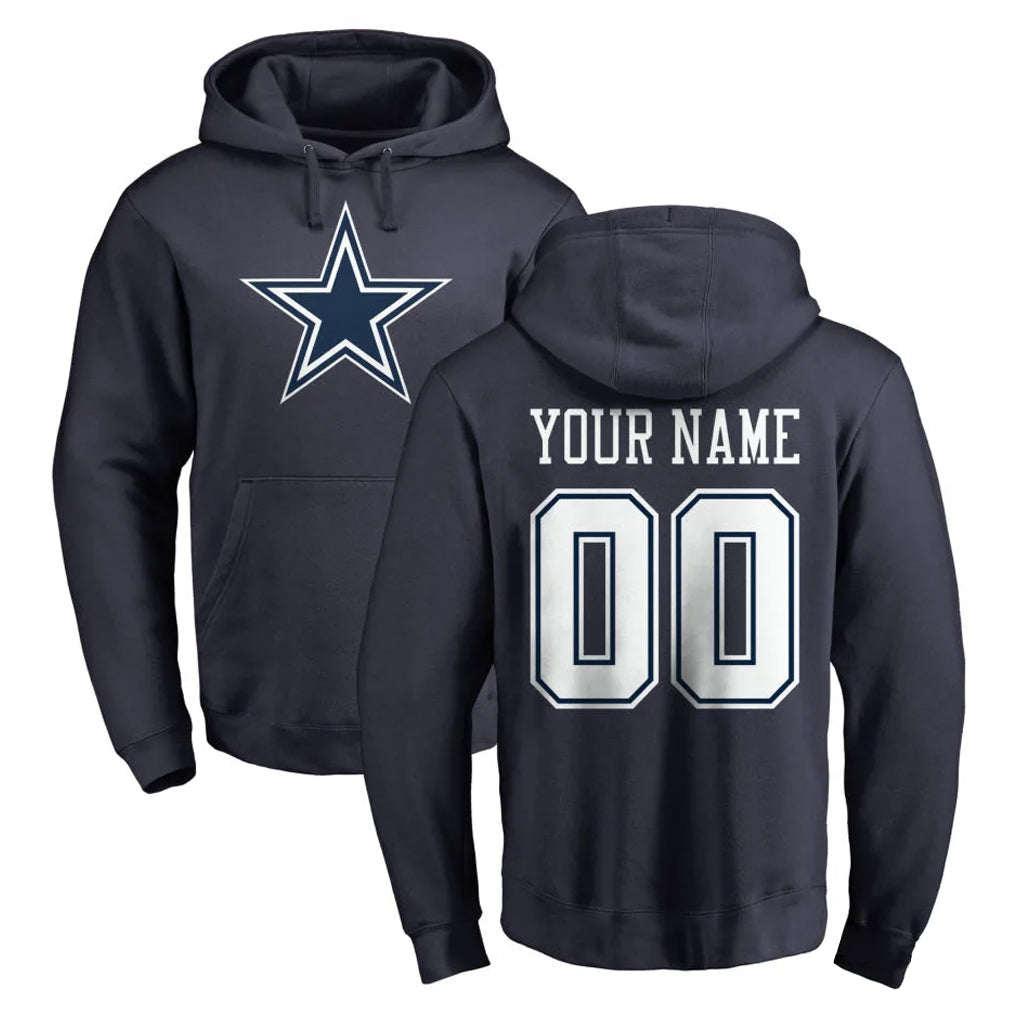 Tlead Custom D.Cowboys Navy Pullover Hoodies Limited Any Name & Numbers Stitched Jerseys