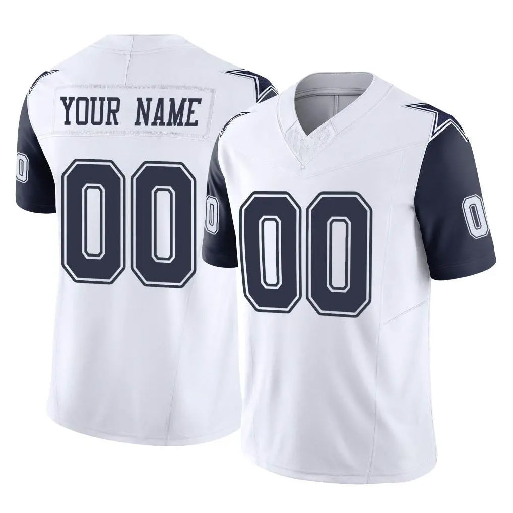 Tlead Custom D.Cowboys White-Navy Limited Vapor F.U.S.E. Home Game Any Name & Numbers Stitched Jerseys