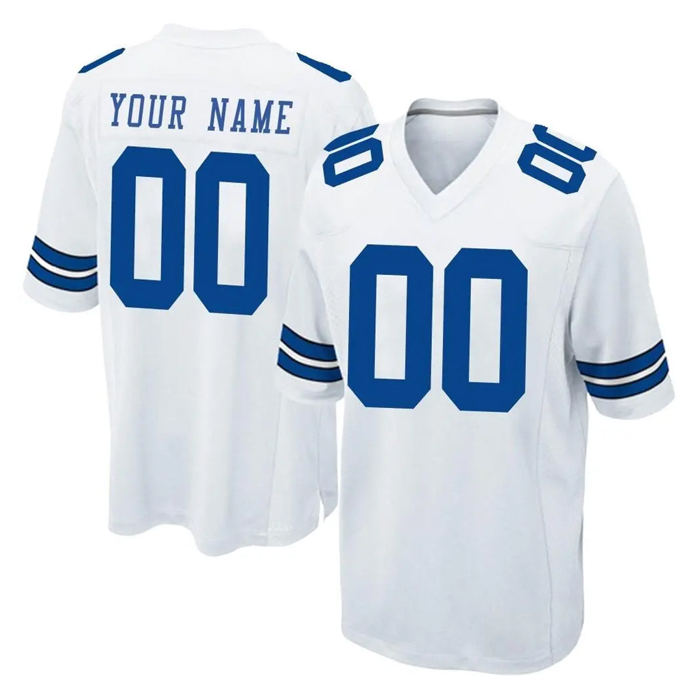 Tlead Custom D.Cowboys White Home Game Any Name & Numbers Stitched Jerseys