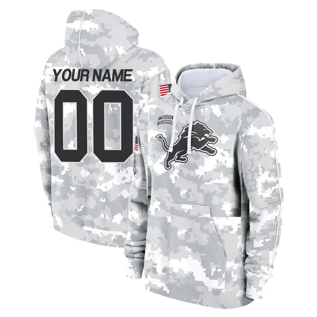 Tlead Custom D.Lions Arctic Camo Salute to Service Hoodies Limited Game Any Name & Numbers Stitched Jerseys