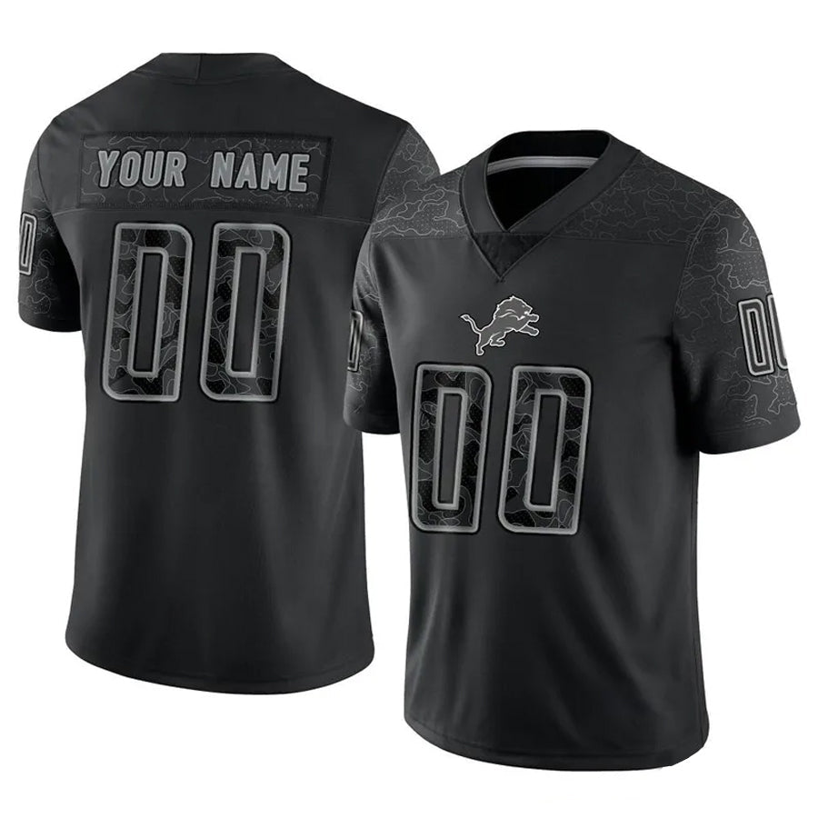 Tlead Custom D.Lions Black RFLCTV Limited Stitched Jerseys