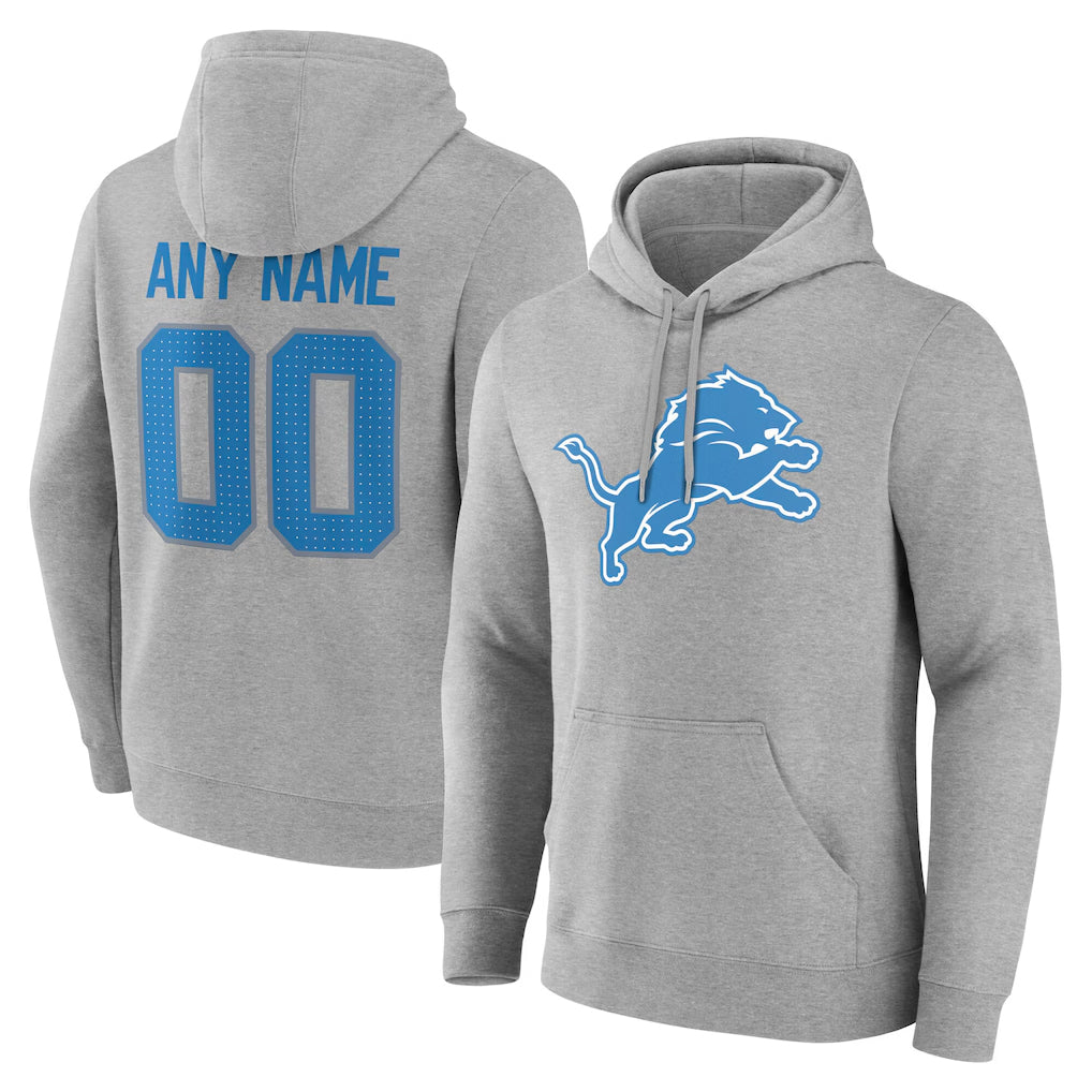 Tlead Custom D.Lions Gray Pullover Hoodies Limited Any Name & Numbers Stitched Jerseys