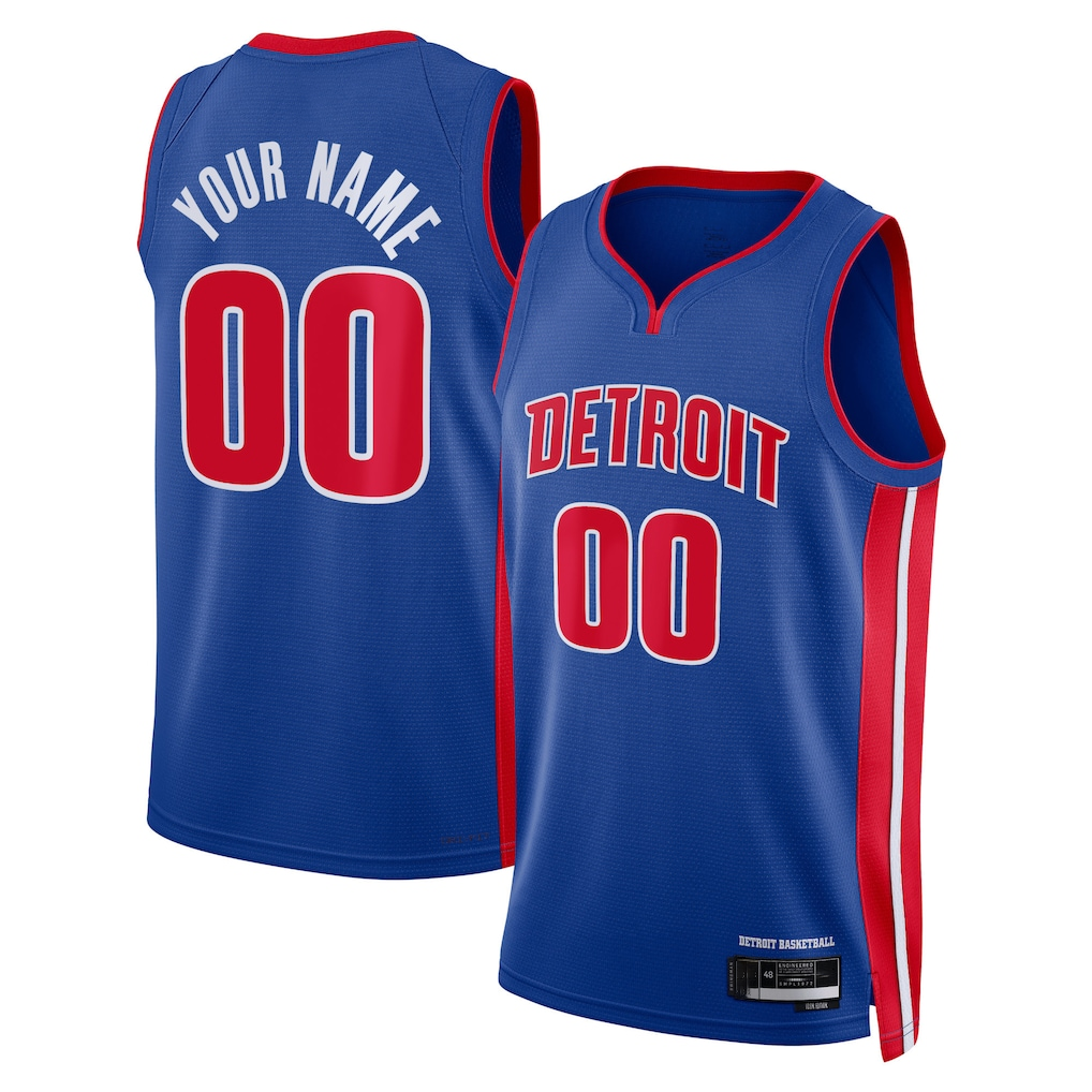 Tlead Custom D.Pistons Blue Swingman Jerseys - Icon Edition