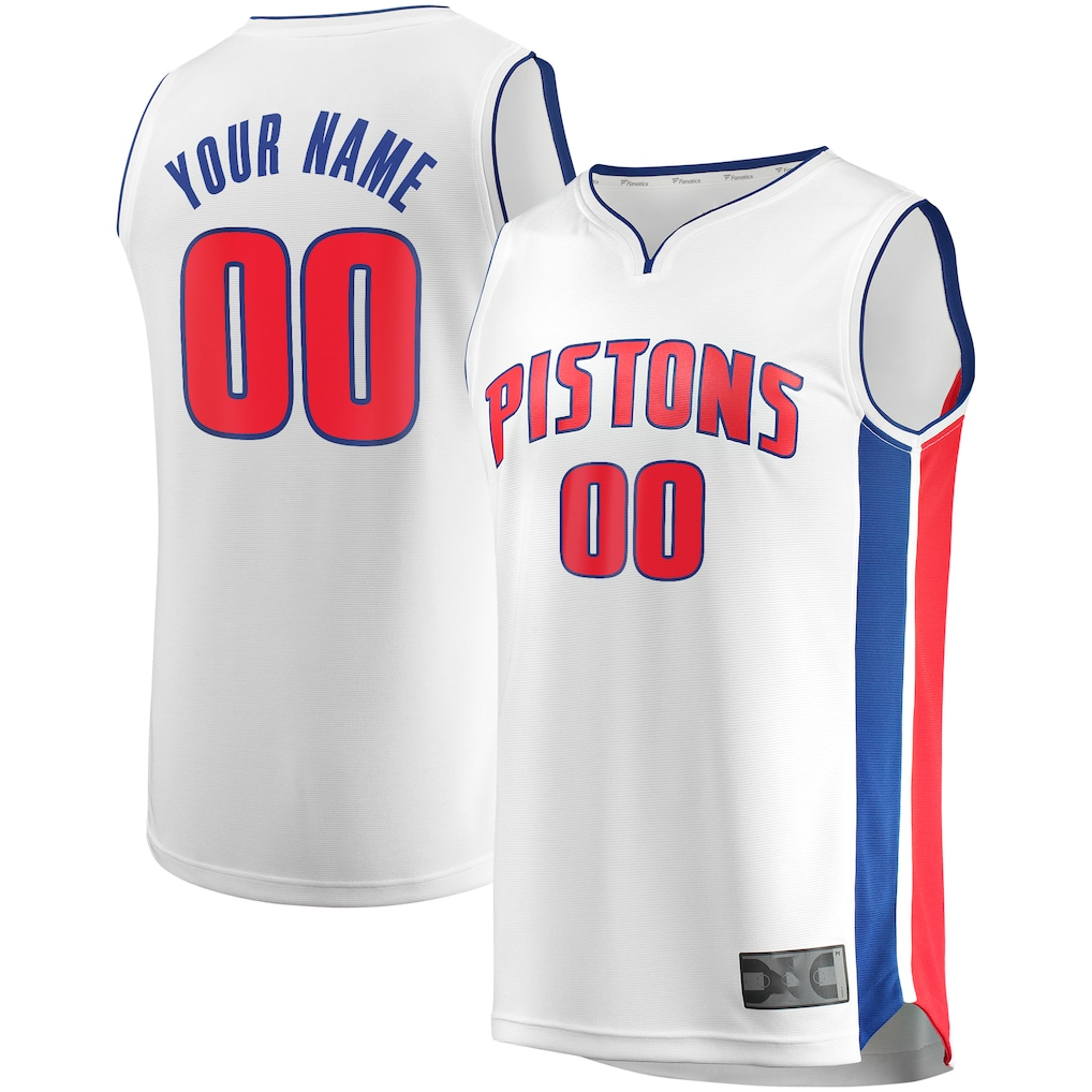 Tlead Custom D.Pistons  White Fast Break Replica Jerseys - Association Edition