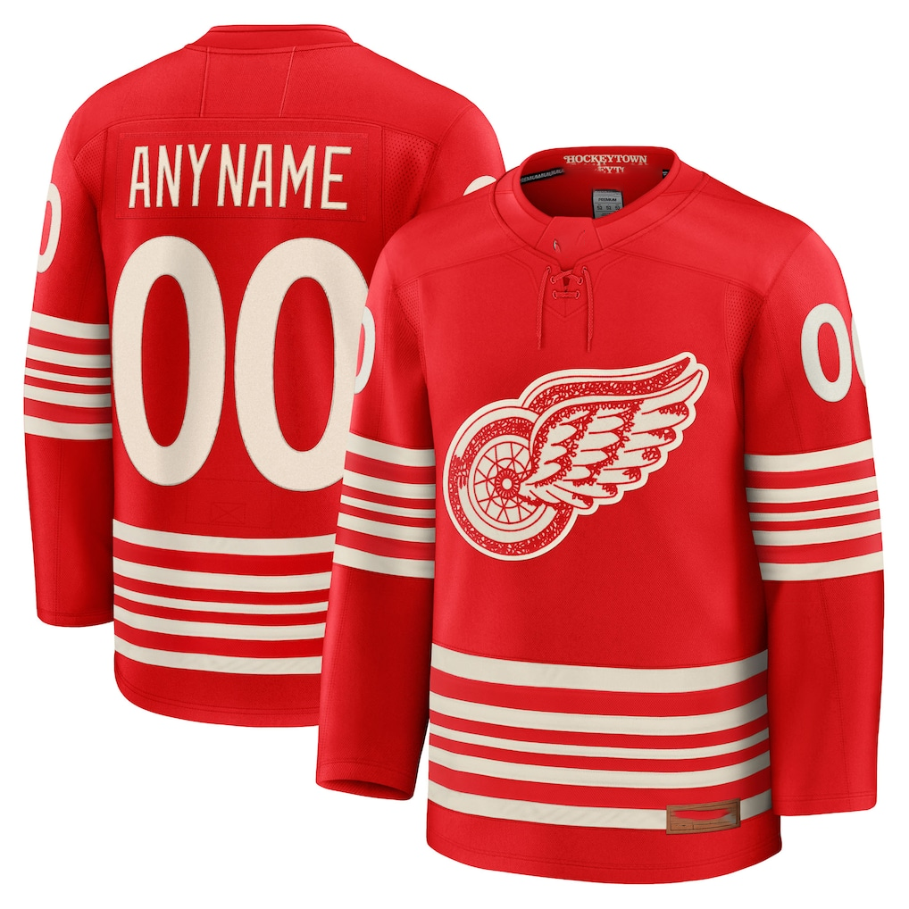 Tlead Custom D.Red wings Red Centennial Premium Jerseys