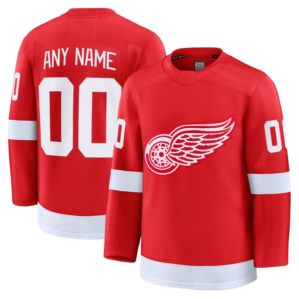 Tlead Custom D.Red wings Red Home Premium Jerseys