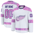 Tlead Custom D.Red wings White 2024 Hockey Fights Cancer Practice Jerseys